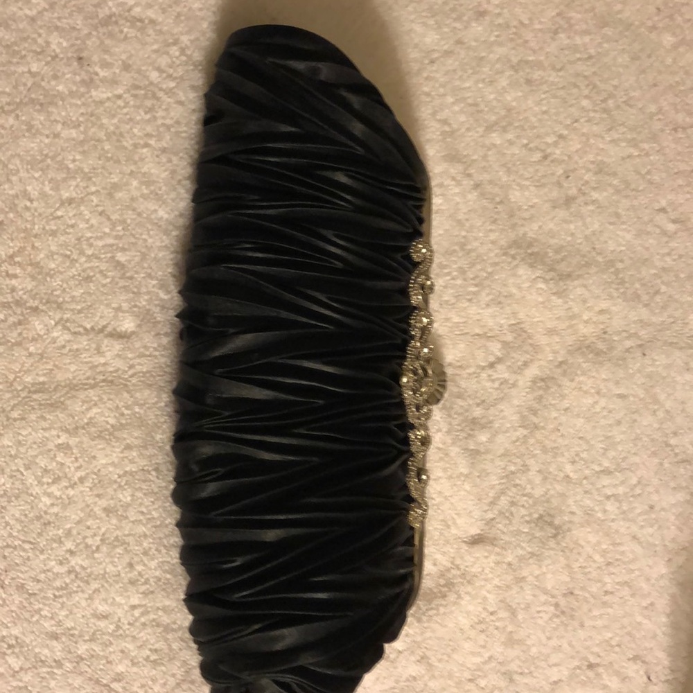 Black satin evening bag